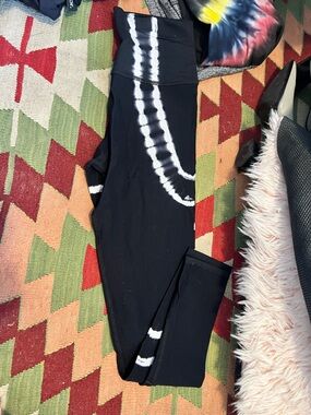 Electric & Rose Black Leggings with White Tie-Dye Stripe